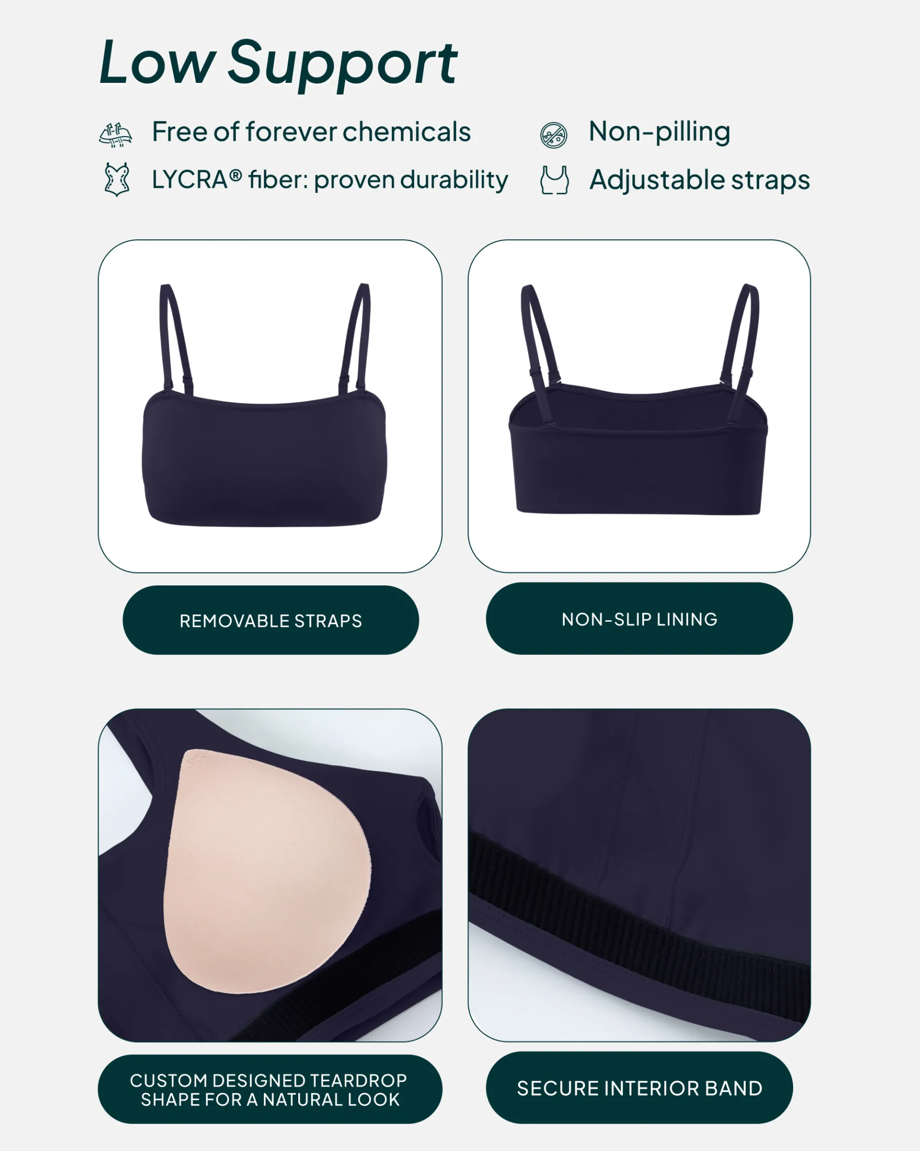 PAVOI Low Support Bras|Bras-Athleisure Bandeau Low-Support Sports Bra