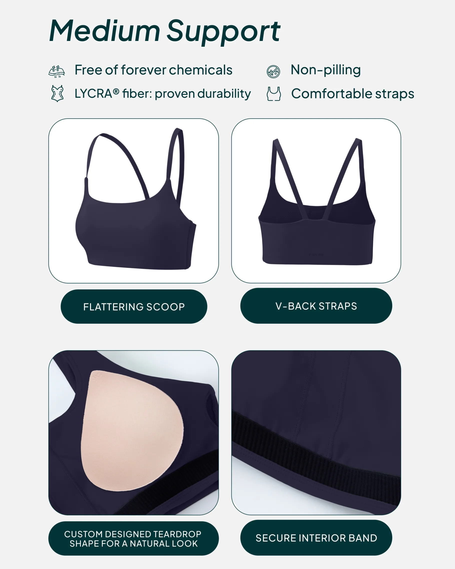 PAVOI Low Support Bras|Medium Support Bras-Athleisure Contrast Scoop Medium-Support Sports Bra