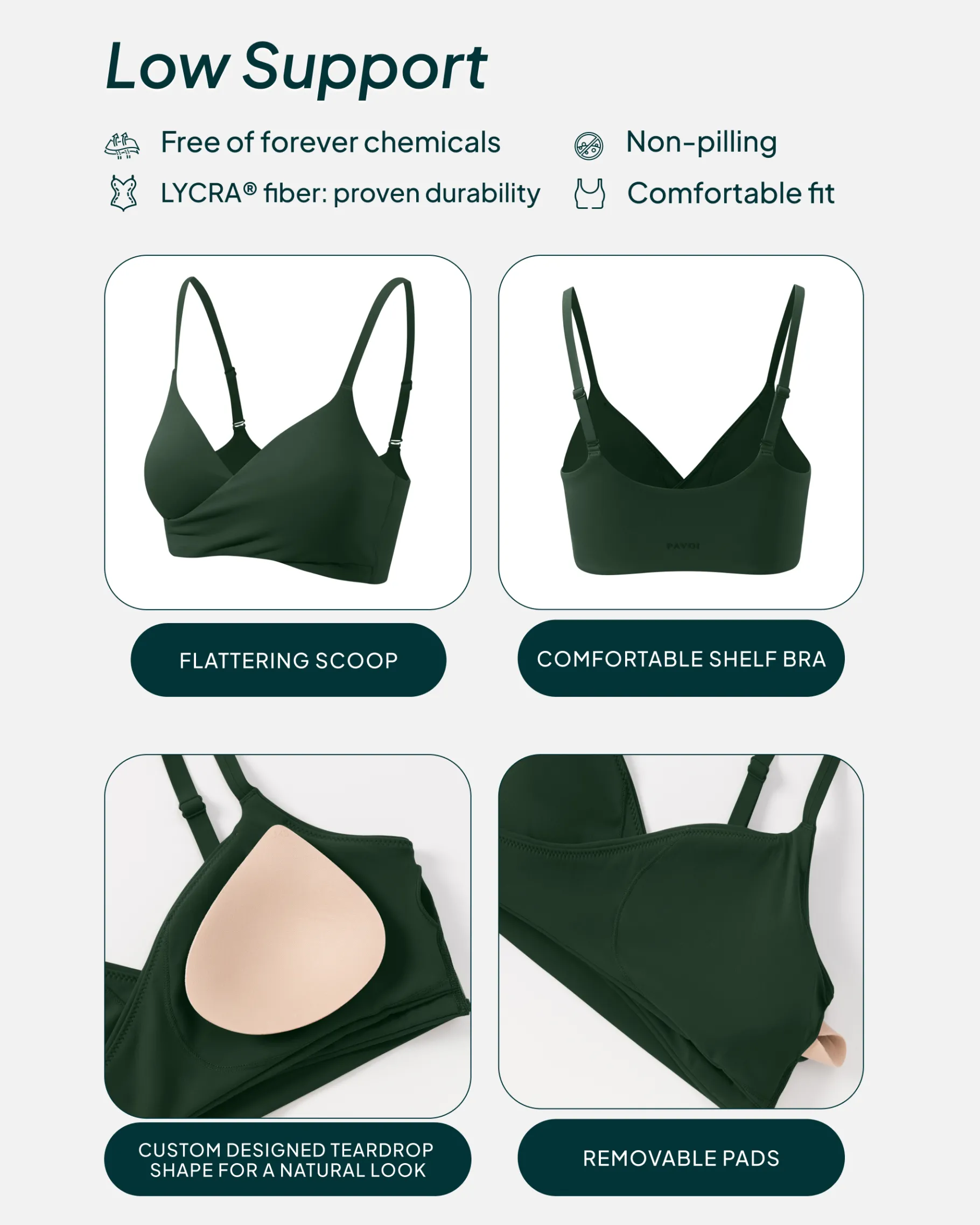 PAVOI Low Support Bras|Bras-Athleisure Crossover Low-Support Sports Bra