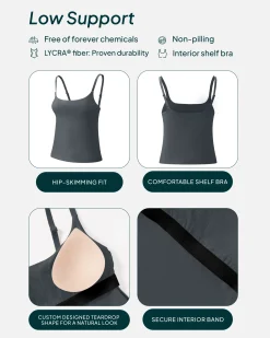 PAVOI Medium Support Bras|Tanks-Athleisure Padded Cami Tank Top