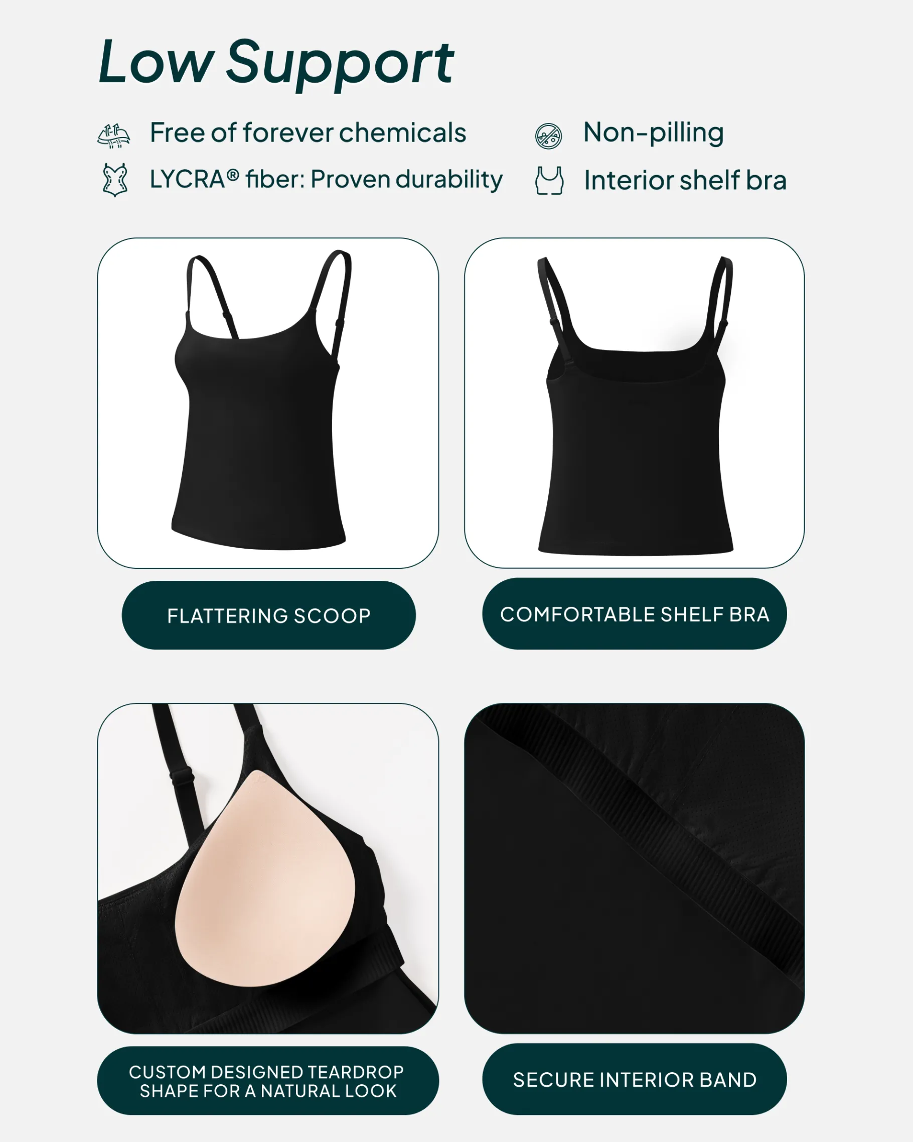 PAVOI Medium Support Bras|Tanks-Athleisure Padded Cami Tank Top