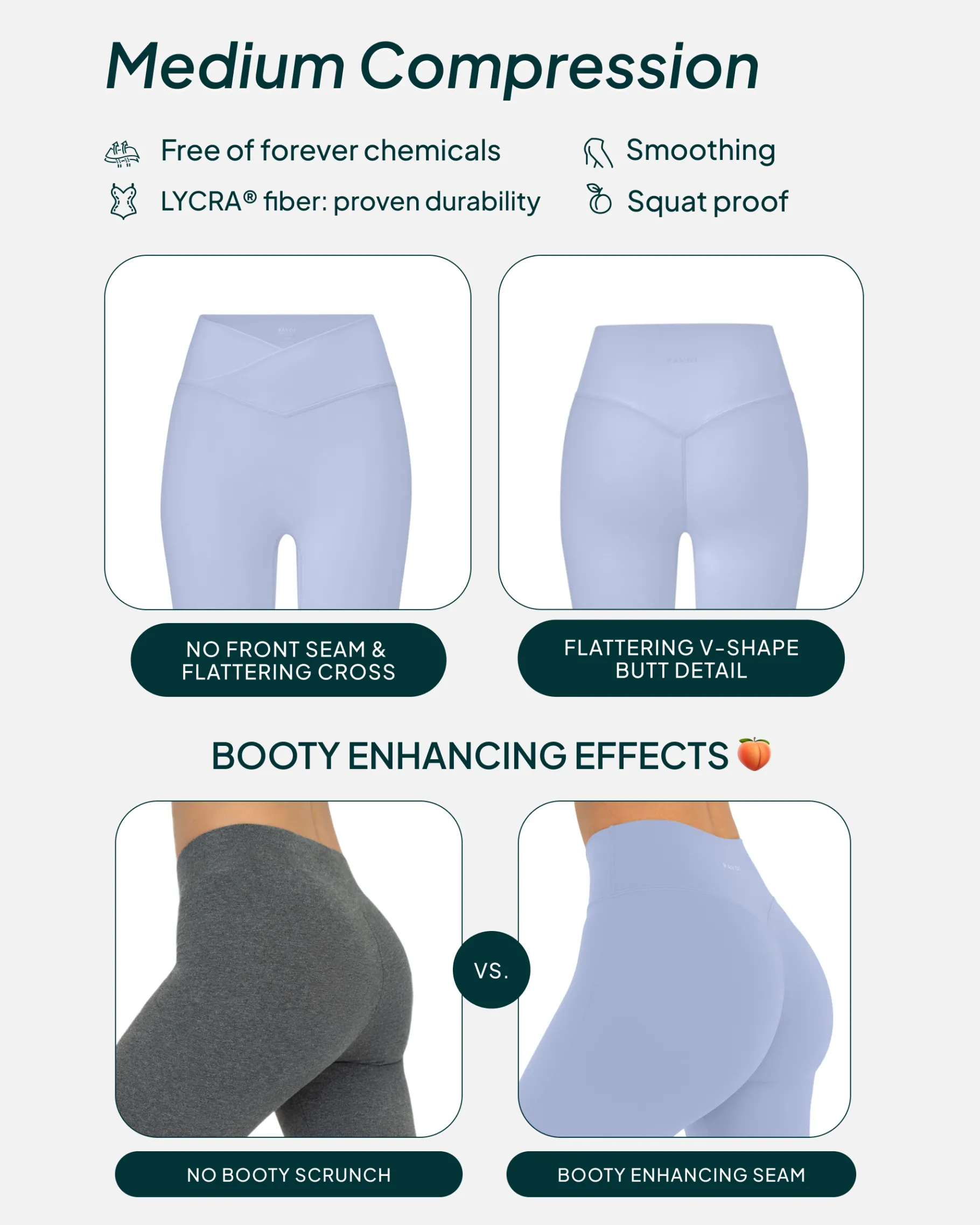 PAVOI Fashion Leggings|Full Length-Athleisure Scrunch Crossover Leggings