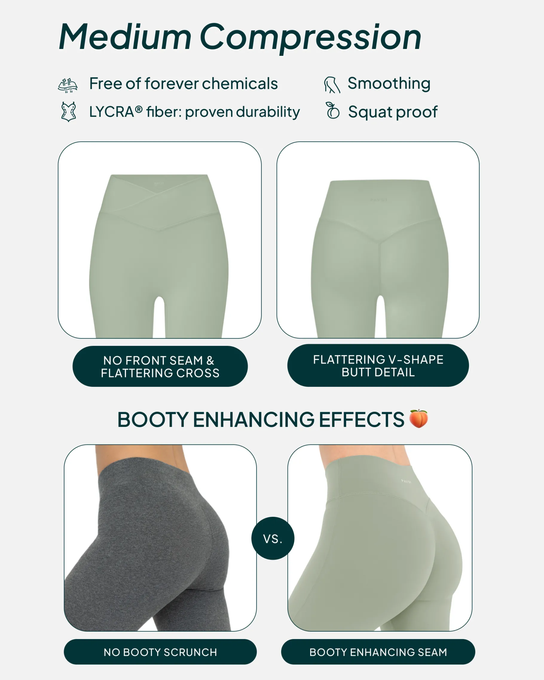 PAVOI Fashion Leggings|Full Length-Athleisure Scrunch Crossover Leggings