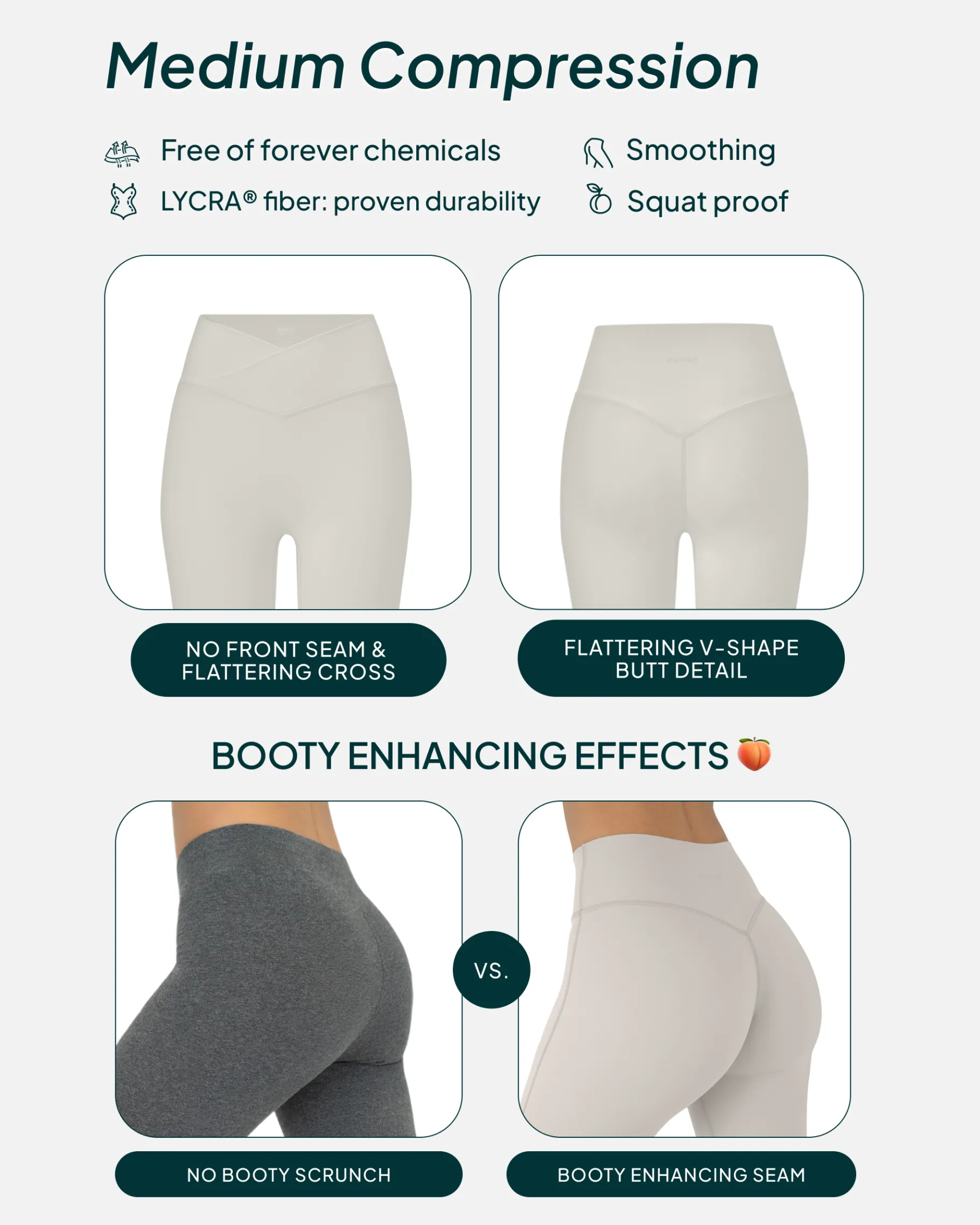 PAVOI Fashion Leggings|Full Length-Athleisure Scrunch Crossover Leggings