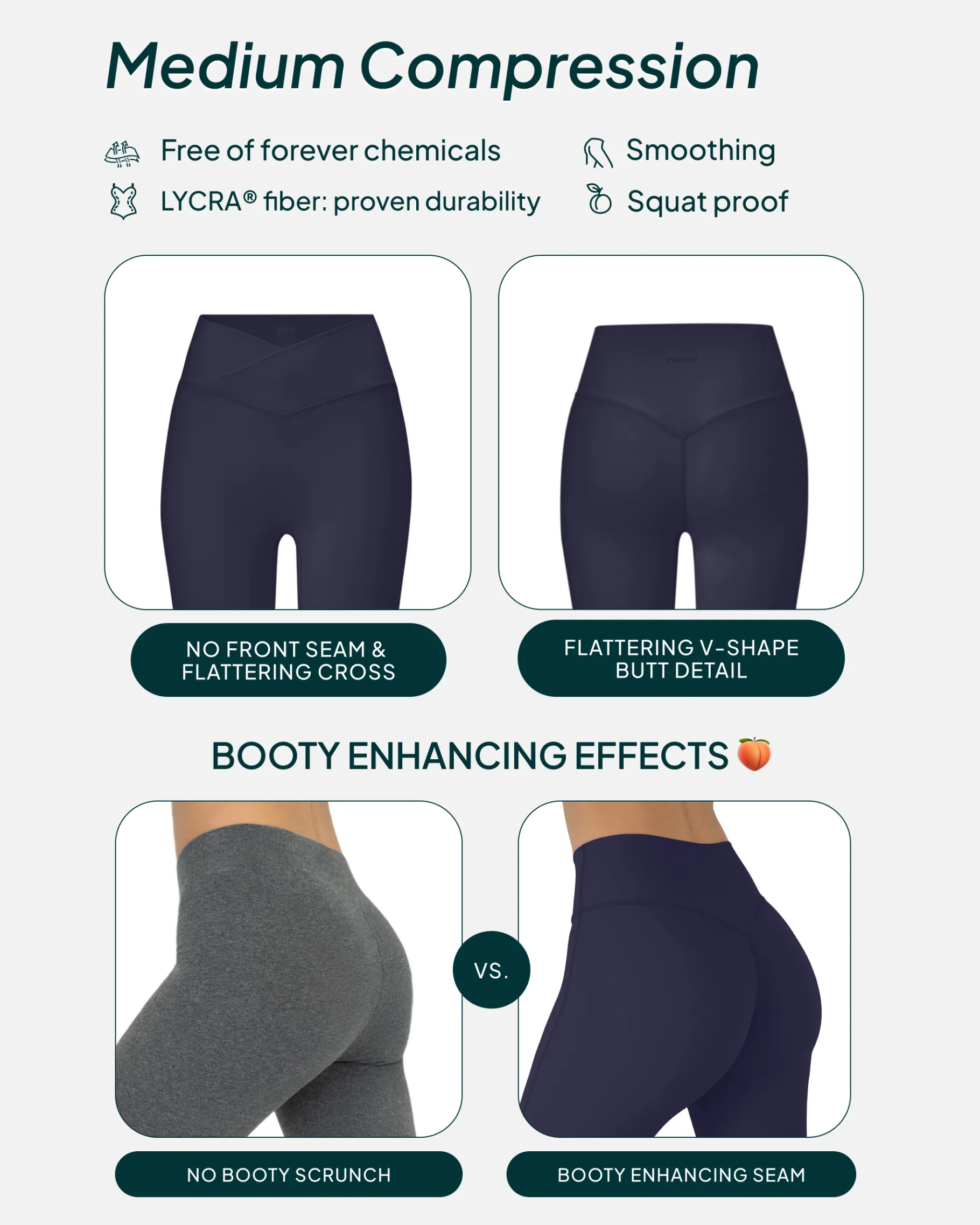 PAVOI Fashion Leggings|Full Length-Athleisure Scrunch Crossover Leggings