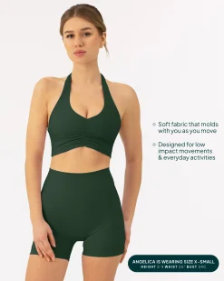 PAVOI Low Support Bras|Bras-Athleisure Scrunch Halter Low-Support Sports Bra