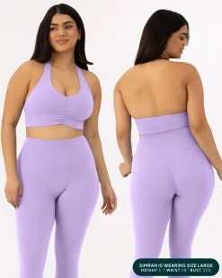 PAVOI Low Support Bras|Bras-Athleisure Scrunch Halter Low-Support Sports Bra
