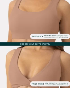 PAVOI Low Support Bras|Bras-Athleisure Twist-Front Reversible Low-Impact Sports Bra
