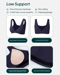 PAVOI Low Support Bras|Bras-Athleisure Twist-Front Reversible Low-Impact Sports Bra