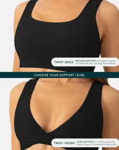 PAVOI Low Support Bras|Bras-Athleisure Twist-Front Reversible Low-Impact Sports Bra