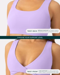PAVOI Low Support Bras|Bras-Athleisure Twist-Front Reversible Low-Impact Sports Bra