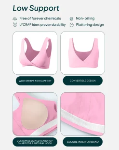 PAVOI Low Support Bras|Bras-Athleisure Twist-Front Reversible Low-Impact Sports Bra