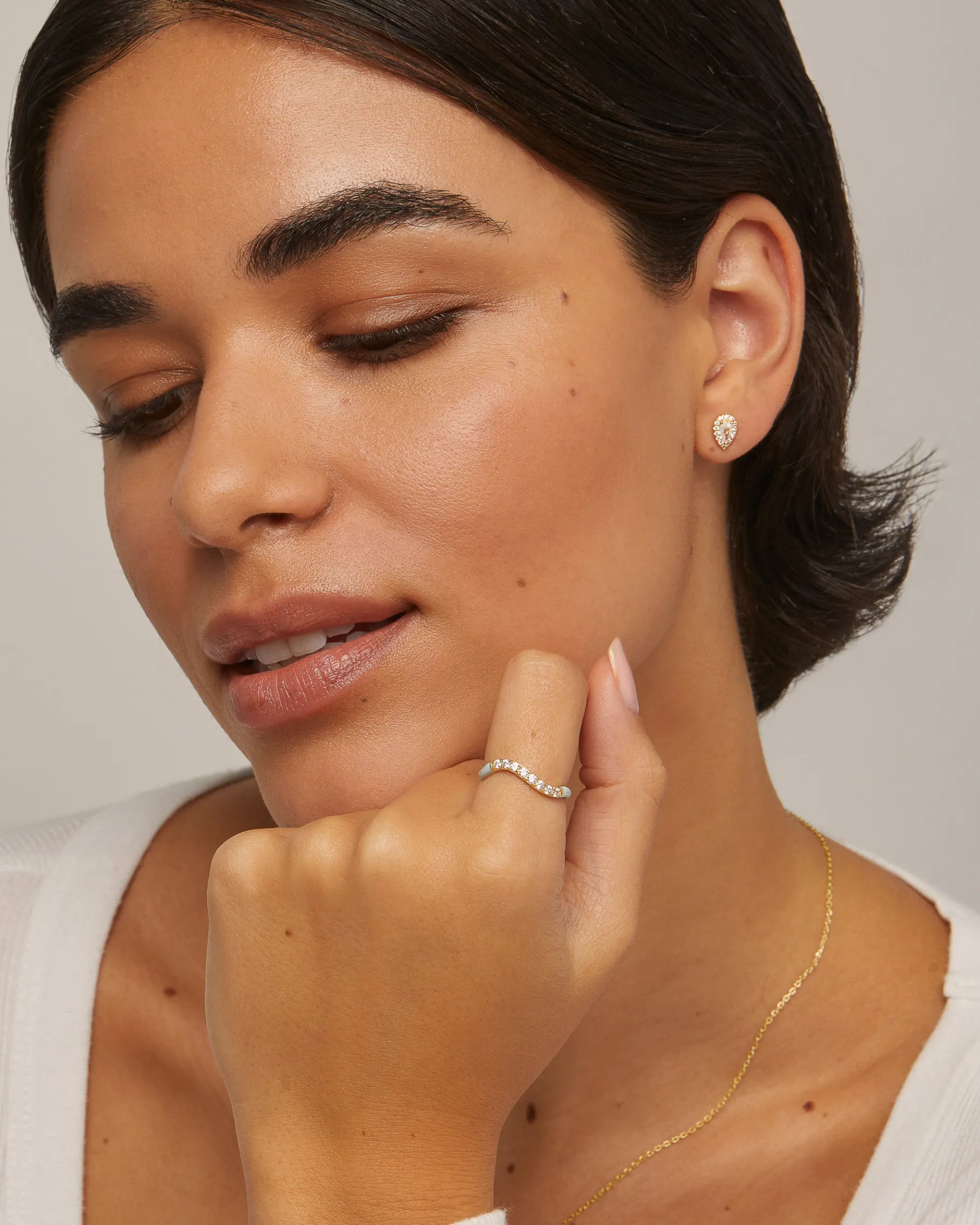 PAVOI Stackable-Azul Wavy Enamel Ring