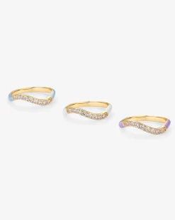 PAVOI Stackable-Azul Wavy Enamel Ring