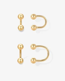 PAVOI Studs|Huggies-Ball Half Hoop Huggie