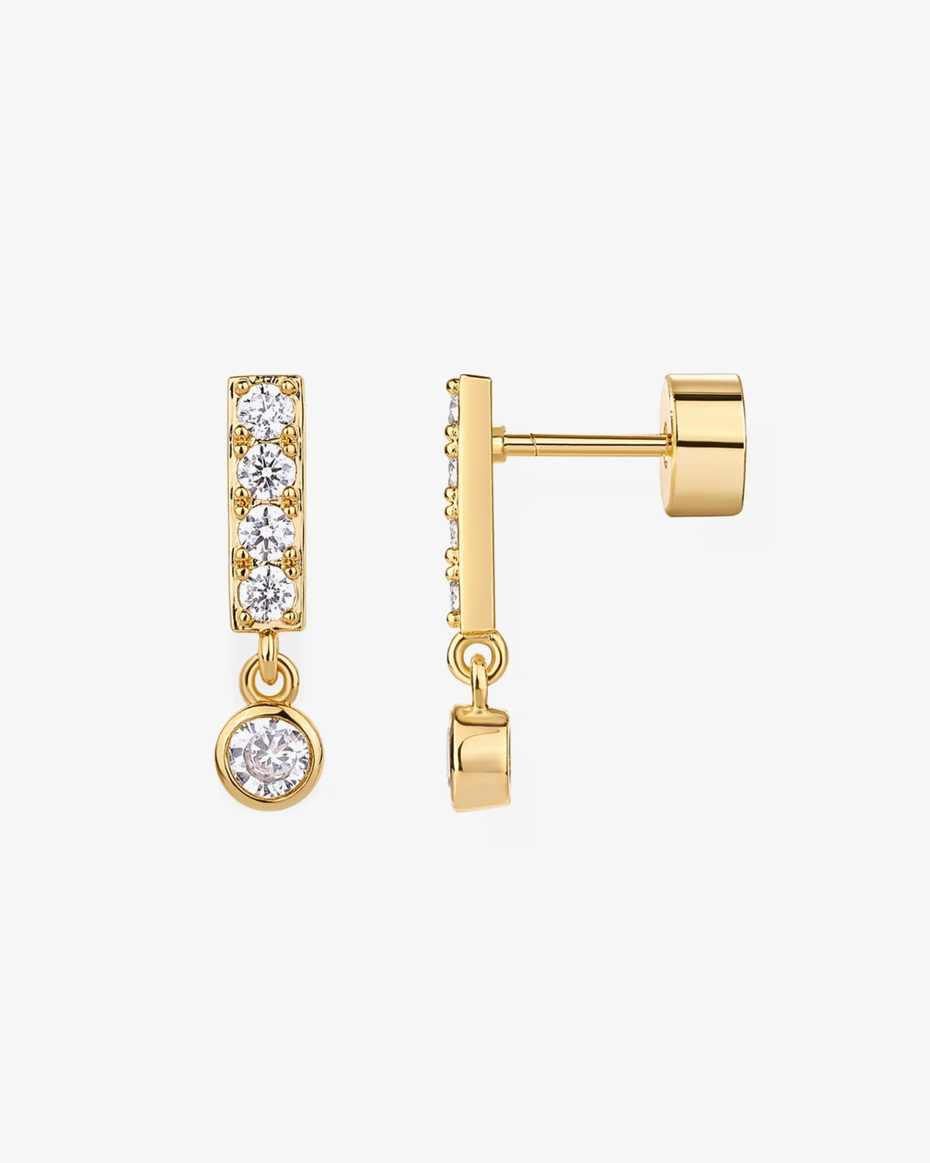 PAVOI Dangle & Threader|Flat Backs-Bar Bezel Drop Shimmer Screwbacks