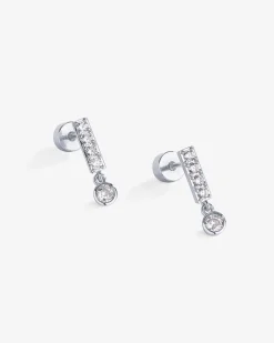 PAVOI Dangle & Threader|Flat Backs-Bar Bezel Drop Shimmer Screwbacks