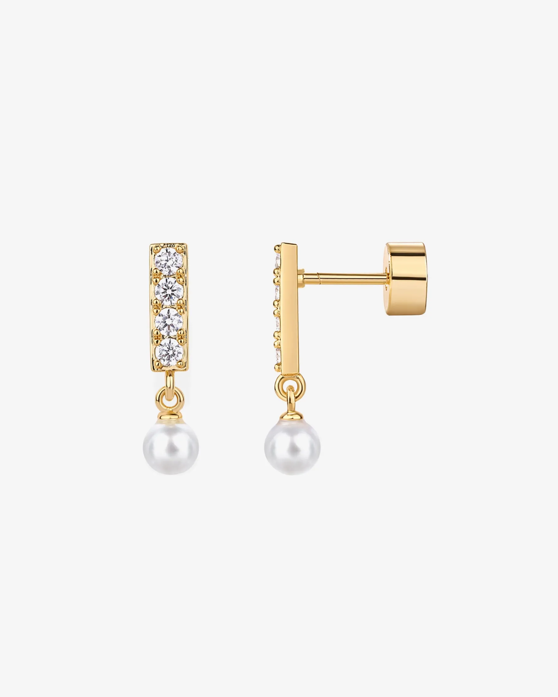 PAVOI Dangle & Threader|Flat Backs-Bar Drop Shimmer and Pearl Screwbacks