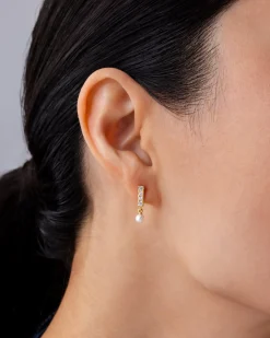 PAVOI Dangle & Threader|Flat Backs-Bar Drop Shimmer and Pearl Screwbacks
