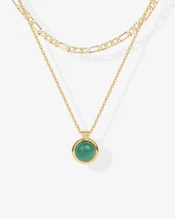 PAVOI Layered-Carnelian u0026 Aventurine Gemstone Layered Necklace