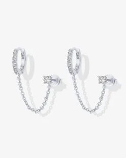 PAVOI Dangle & Threader|Huggies-Chained Huggie Hoop with CZ Stud