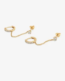 PAVOI Dangle & Threader|Huggies-Chained Huggie Hoop with CZ Stud