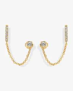 PAVOI Dangle & Threader|Huggies-Chained Huggie Hoop with CZ Stud