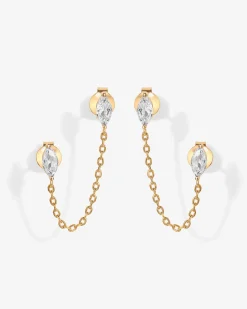 PAVOI Dangle & Threader|Studs-Chained Luminescence Double Piercing Earrings