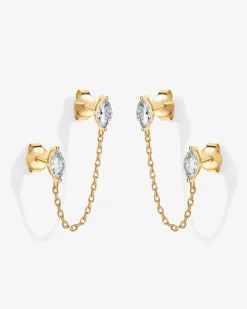 PAVOI Dangle & Threader|Studs-Chained Luminescence Double Piercing Earrings