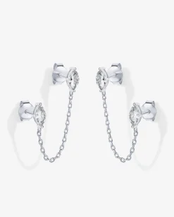 PAVOI Dangle & Threader|Studs-Chained Luminescence Double Piercing Earrings