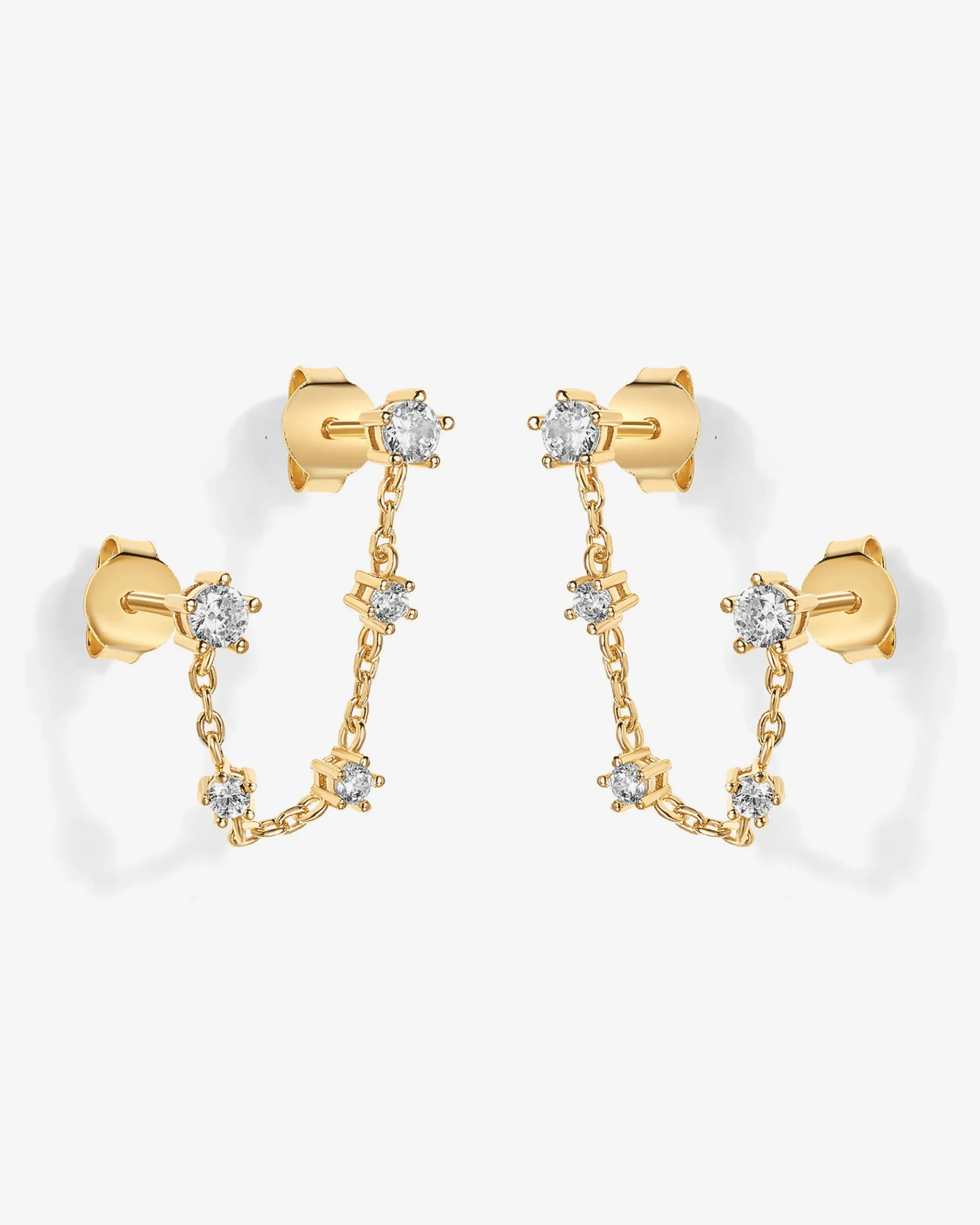 PAVOI Dangle & Threader|Studs-Chained Station Double Piercing Studs