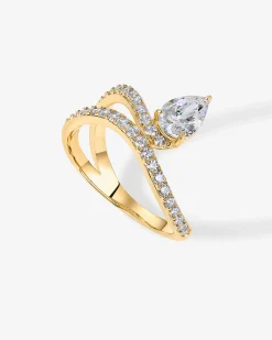 PAVOI Statement|Statement-Charming Pear Cubic Zirconia Wavy Ring