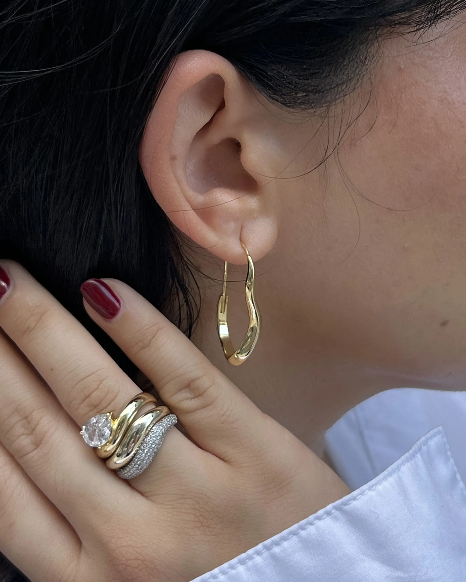 PAVOI Dangle & Threader|Hoops-Crete Wavy Hoops