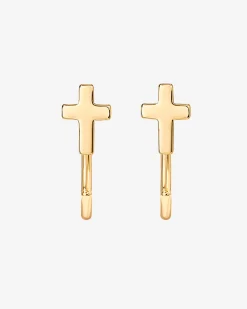 PAVOI Huggies-Cross Half Hoop Huggies