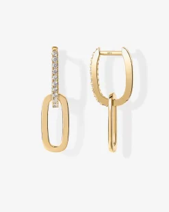 PAVOI Dangle & Threader|Huggies-Cubic Zirconia Convertible Paperclip Link Earrings