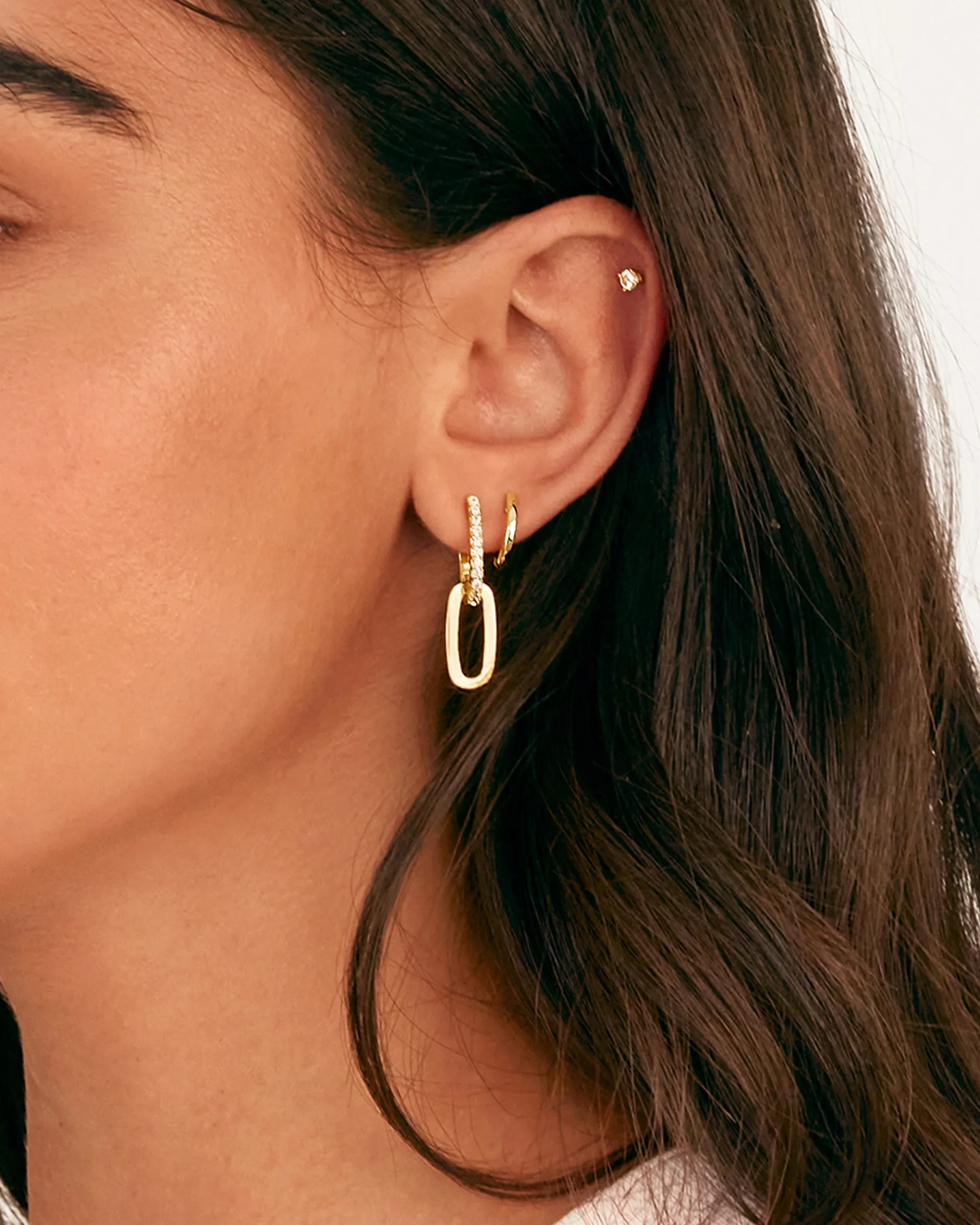 PAVOI Dangle & Threader|Huggies-Cubic Zirconia Convertible Paperclip Link Earrings