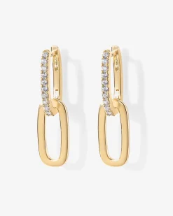 PAVOI Dangle & Threader|Huggies-Cubic Zirconia Convertible Paperclip Link Earrings