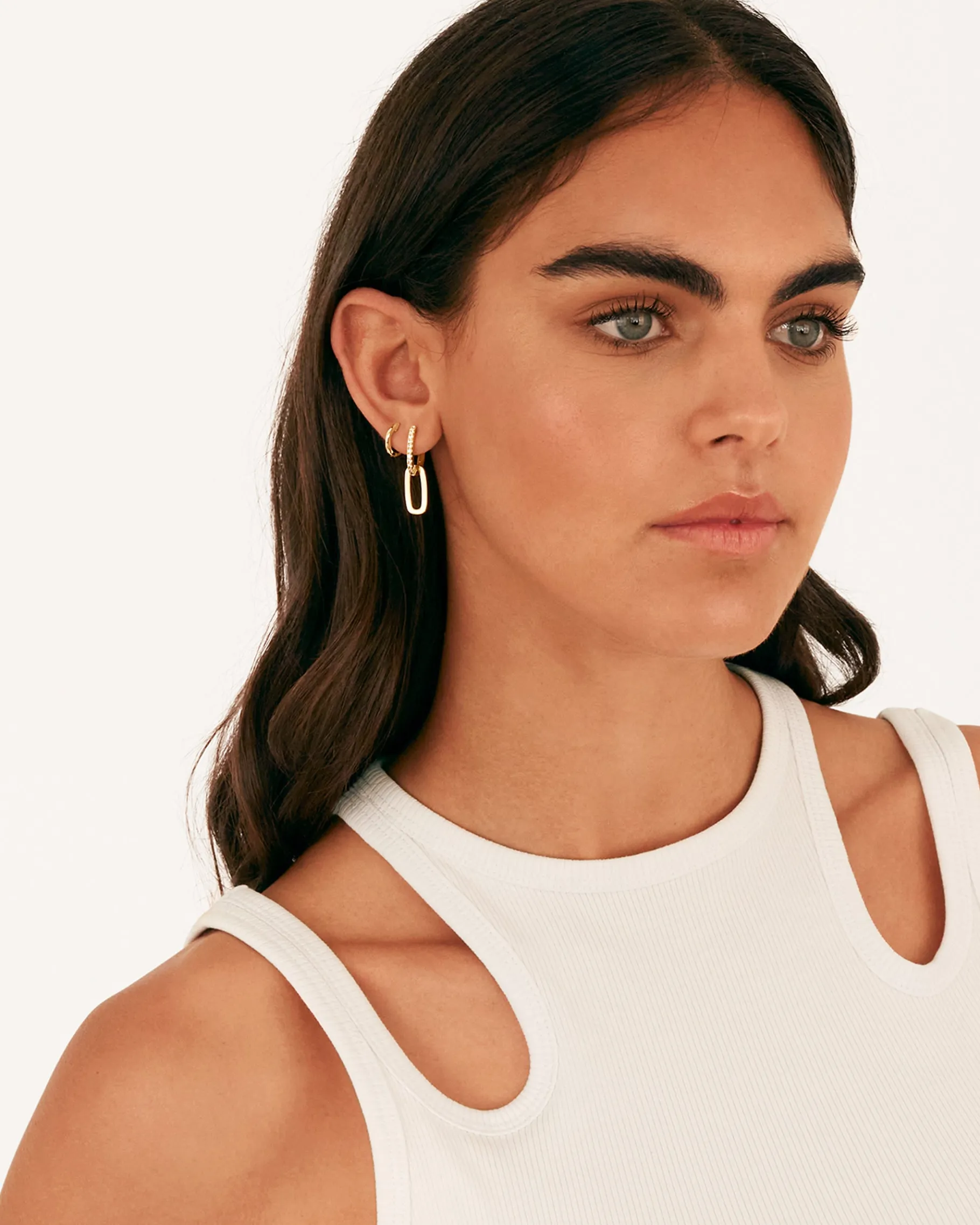 PAVOI Dangle & Threader|Huggies-Cubic Zirconia Convertible Paperclip Link Earrings