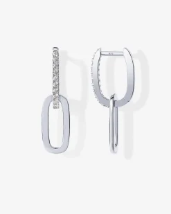PAVOI Dangle & Threader|Huggies-Cubic Zirconia Convertible Paperclip Link Earrings
