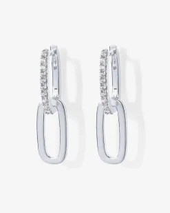PAVOI Dangle & Threader|Huggies-Cubic Zirconia Convertible Paperclip Link Earrings