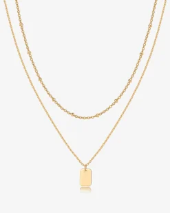 PAVOI Layered|Pendants-Dog Tag Necklace