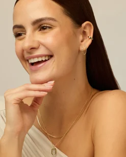 PAVOI Chain Earrings|Dangle & Threader-Double Hoop CZ Chained Huggie Hoop