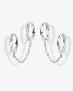 PAVOI Chain Earrings|Dangle & Threader-Double Huggie Dangle Chain Earrings