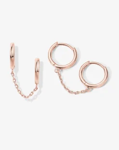 PAVOI Chain Earrings|Dangle & Threader-Double Huggie Dangle Chain Earrings