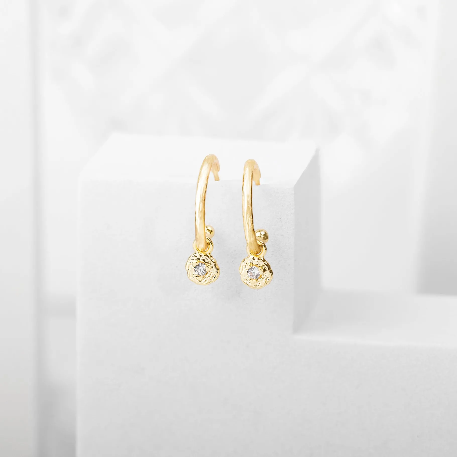 PAVOI Dangle & Threader|Hoops-Drop Hammered Hoops