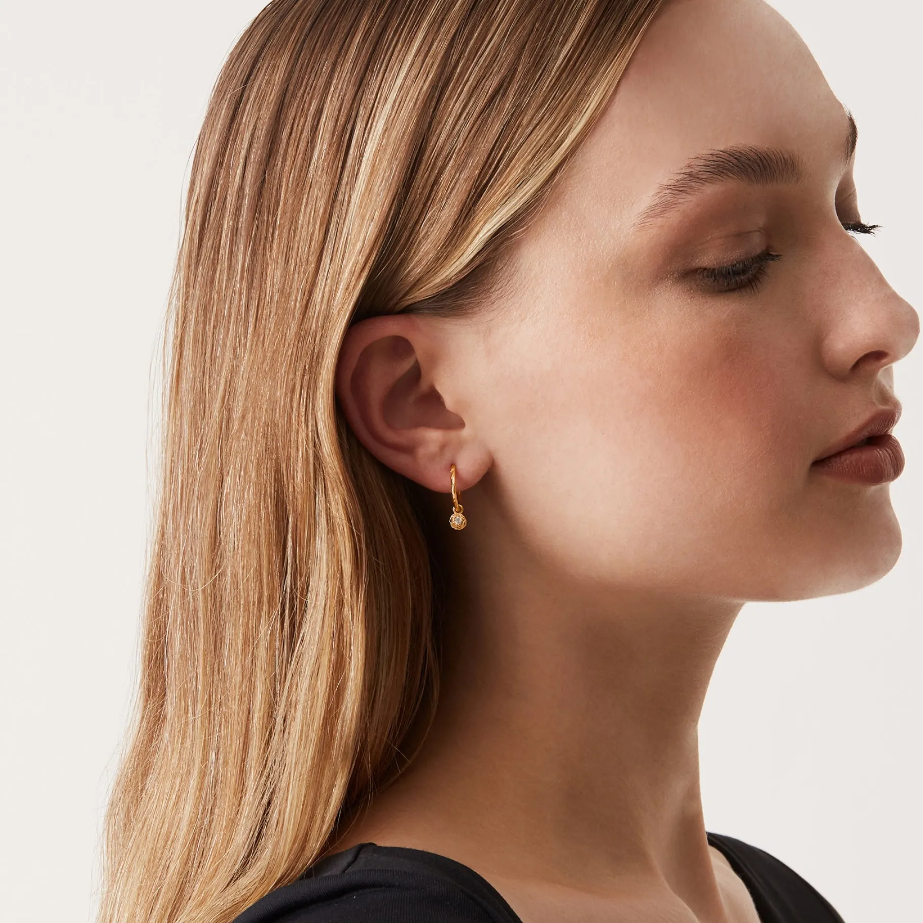 PAVOI Dangle & Threader|Hoops-Drop Hammered Hoops