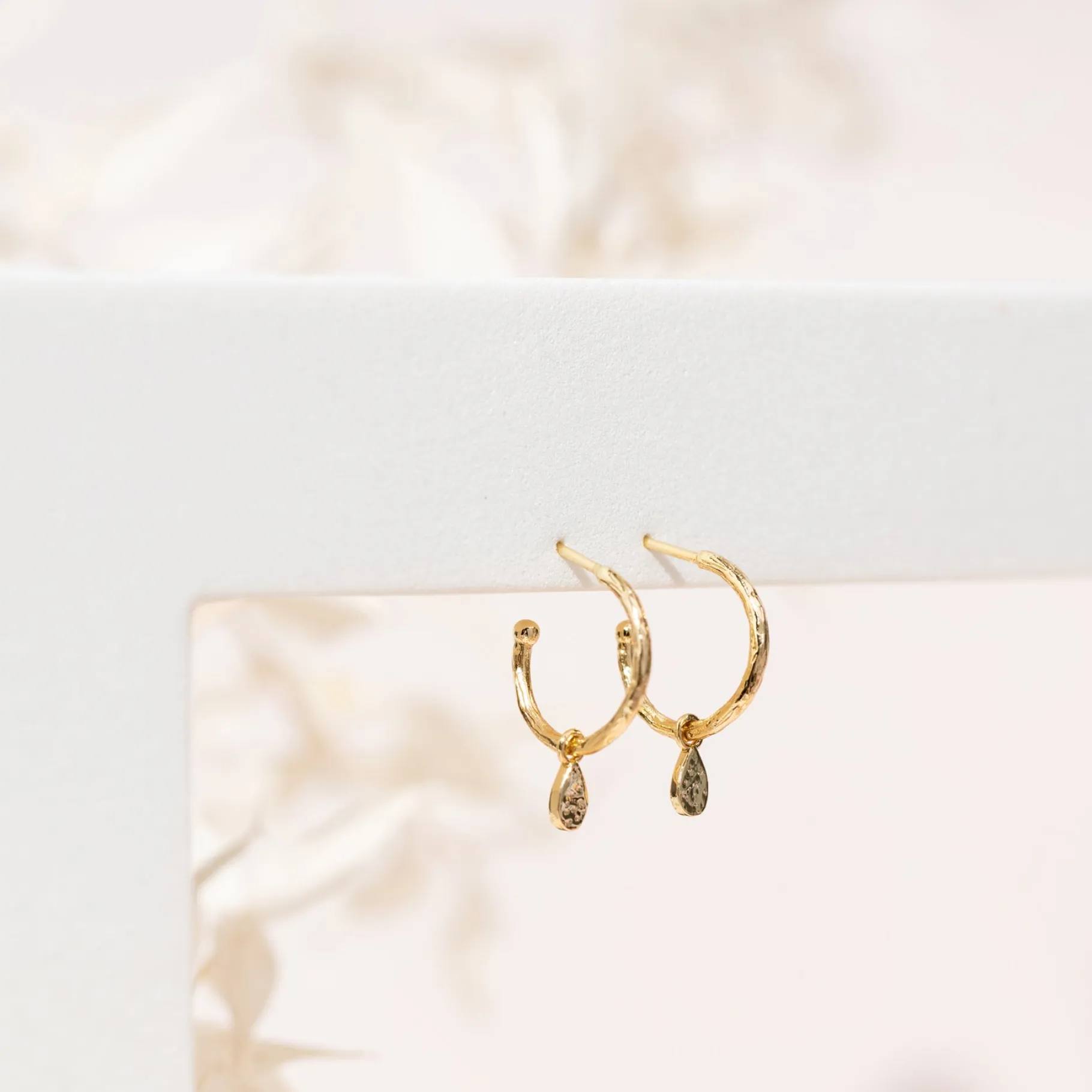 PAVOI Dangle & Threader|Hoops-Drop Hammered Hoops