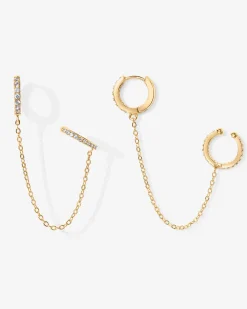 PAVOI Chain Earrings|Dangle & Threader-Ear Cuff Dangle Chain Earrings