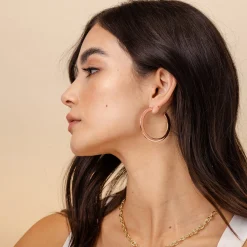 PAVOI Hoops-Flat Gold Hoops