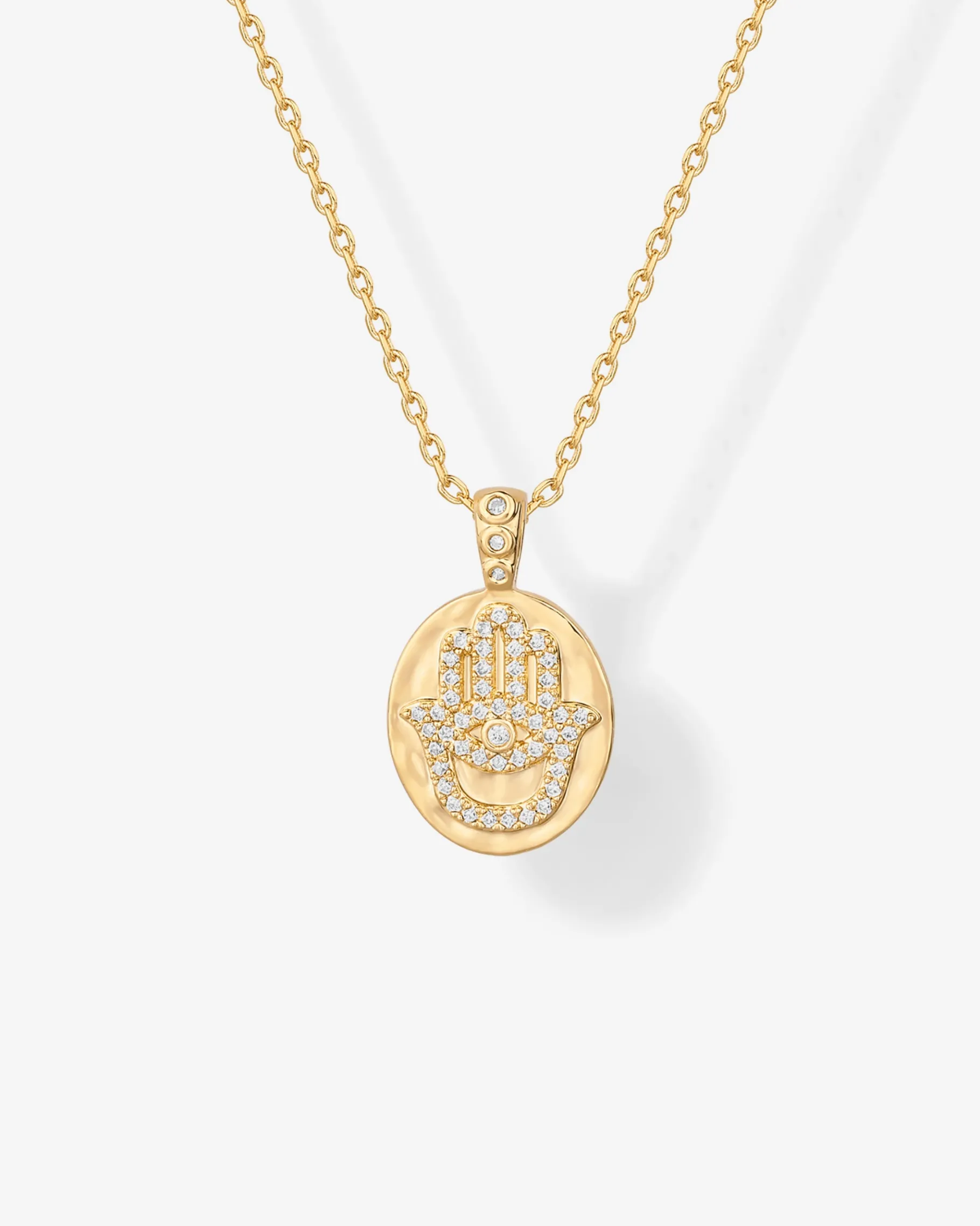 PAVOI Pendants-Hammered Coin Hamsa Pendant
